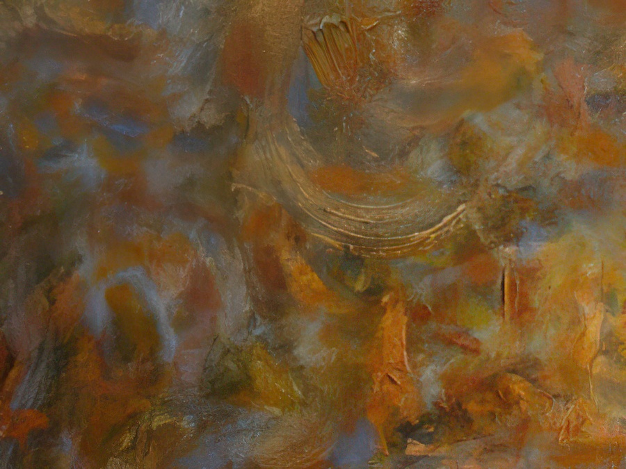 Detail of an oil over acrylic painting.